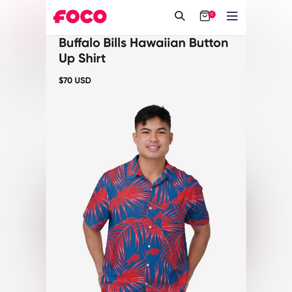 Buffalo Bills Hawaiian Shirt. FOCO. NFL. NWT